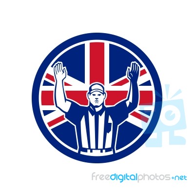 British American Football Referee Union Jack Flag Icon Stock Image