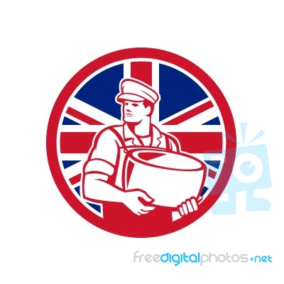 British Artisan Cheese Maker Union Jack Flag Icon Stock Image