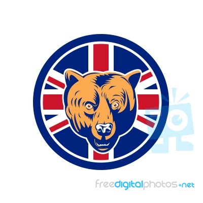 British Bear Union Jack Flag Icon Stock Image