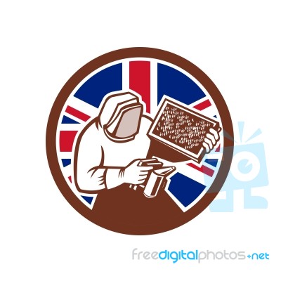 British Beekeeper Union Jack Flag Icon Stock Image