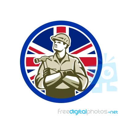 British Builder Union Jack Flag Icon Stock Image