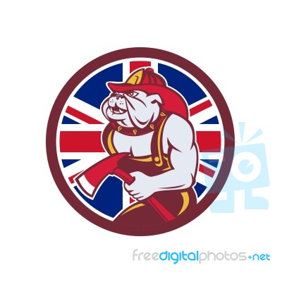 British Bulldog Fireman Union Jack Flag Icon Stock Image