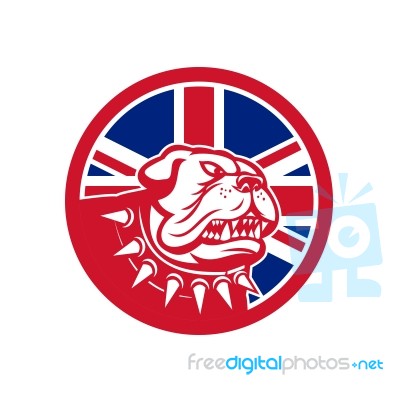 British Bulldog Head Union Jack Flag Icon Stock Image