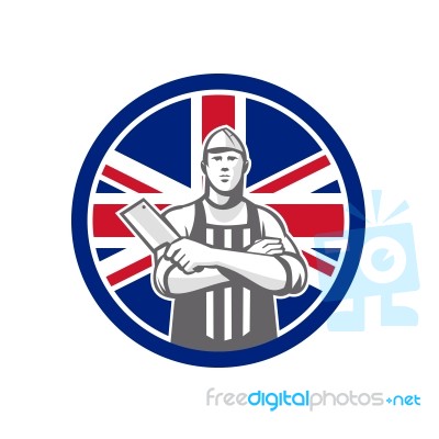 British Butcher Front Union Jack Flag Icon Stock Image