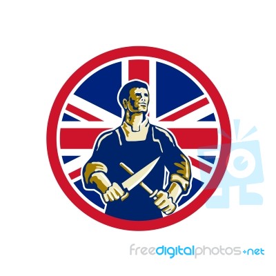 British Butcher Union Jack Flag Icon Stock Image