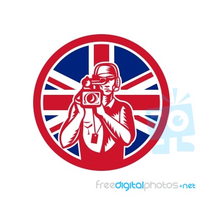 British Cameraman Union Jack Flag Icon Stock Image