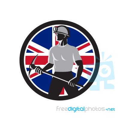 British Coal Miner Union Jack Flag Icon Stock Image