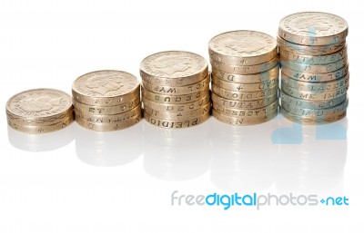 British Coins Stack Stock Photo