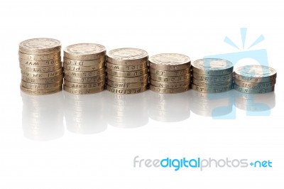 British Coins Stack Stock Photo