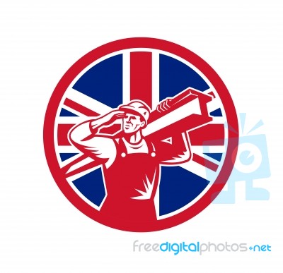 British Construction Worker Union Jack Flag Icon Stock Image