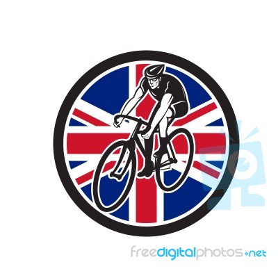 British Cyclist Cycling Union Jack Flag Icon Stock Image