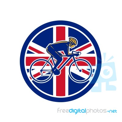 British Cyclist Cycling Union Jack Flag Icon Stock Image