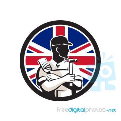 British Diy Expert Union Jack Flag Icon Stock Image