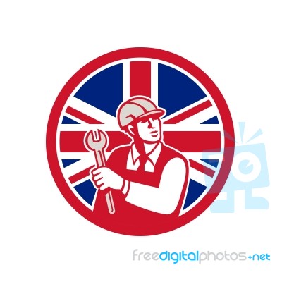 British Engineer Union Jack Flag Icon Stock Image