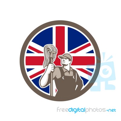 British Industrial Cleaner Union Jack Flag Icon Stock Image