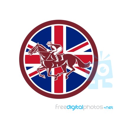 British Jockey Horse Racing Union Jack Flag Stock Image