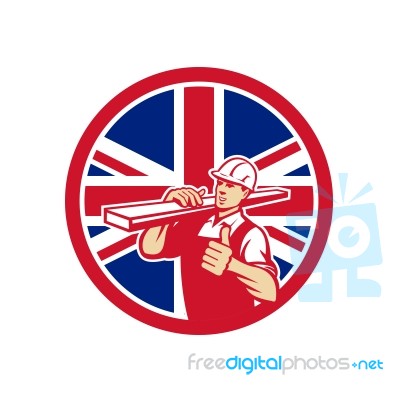 British Lumber Yard Worker Union Jack Flag Icon Stock Image