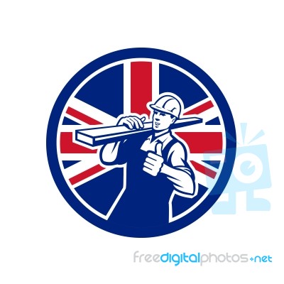 British Lumberyard Worker Union Jack Flag Icon Stock Image