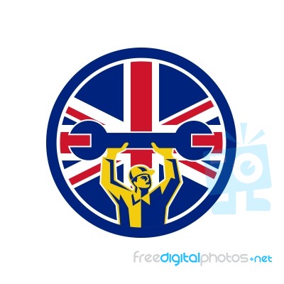 British Mechanic Union Jack Flag Icon Stock Image