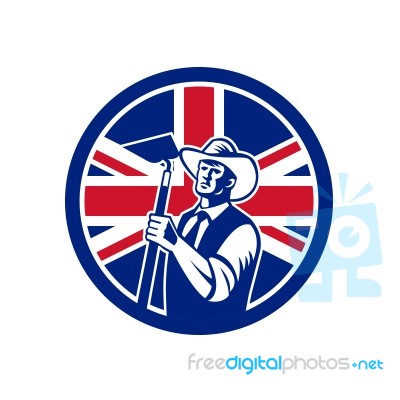 British Organic Farmer Union Jack Flag Icon Stock Image