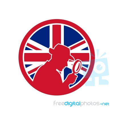 British Private Investigator Union Jack Flag Icon Stock Image