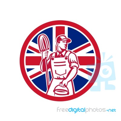 British Professional Cleaner Union Jack Flag Icon Stock Image