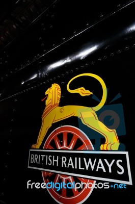 British Railways Logo On Old Steam Train Stock Photo