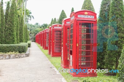 British Red Telephone Booth Stock Photo