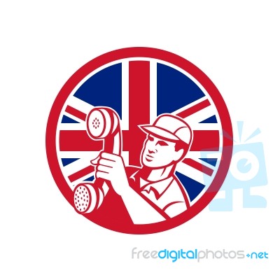 British Telephone Installation Repair Technician Icon Stock Image