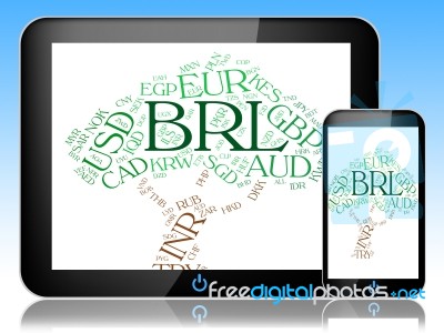 Brl Currency Shows Forex Trading And Banknotes Stock Image