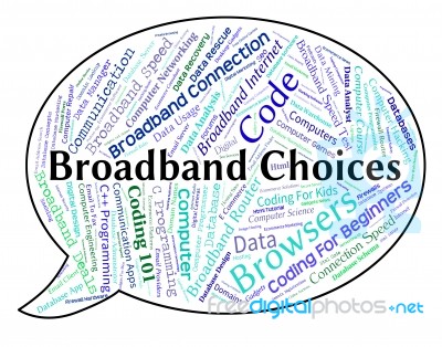 Broadband Choices Shows World Wide Web And Alternative Stock Image