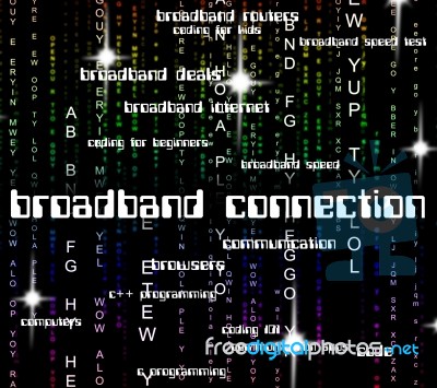 Broadband Connection Means World Wide Web And Computer Stock Image