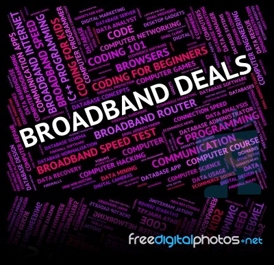 Broadband Deals Shows World Wide Web And Bargain Stock Image