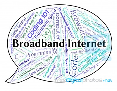 Broadband Internet Means World Wide Web And Computer Stock Image