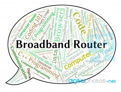 Broadband Router Means World Wide Web And Computer Stock Image