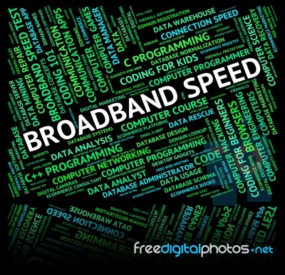 Broadband Speed Shows World Wide Web And Computer Stock Image