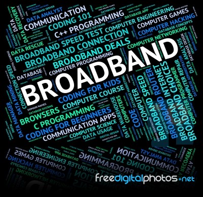 Broadband Word Means World Wide Web And Communicate Stock Image