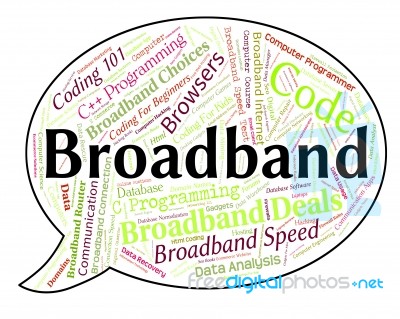 Broadband Word Showing World Wide Web And Global Communications Stock Image