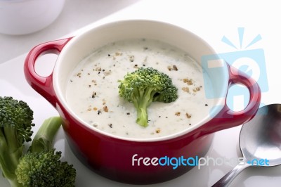 Broccoli Cream Soup Stock Photo