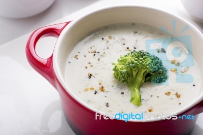 Broccoli Cream Soup Stock Photo