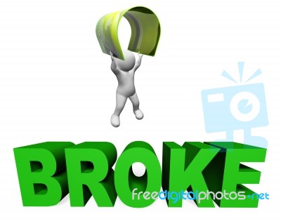 Broke Credit Card Indicates Financial Problem And Bankcard 3d Re… Stock Image