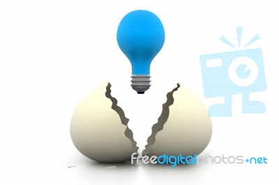 Broken Egg With Blue Lightbulb Stock Image