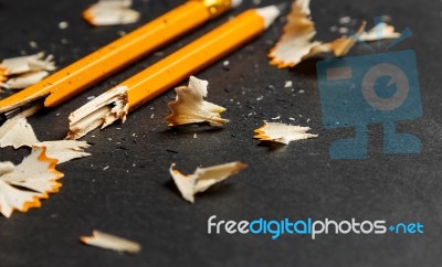 Broken Pencil With Shavings Stock Photo