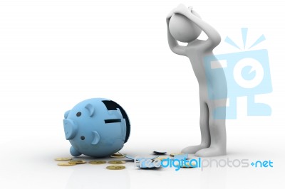 Broken Piggyback With Dollar Stock Image