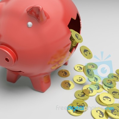 Broken Piggybank Shows Europe Economy Stock Image