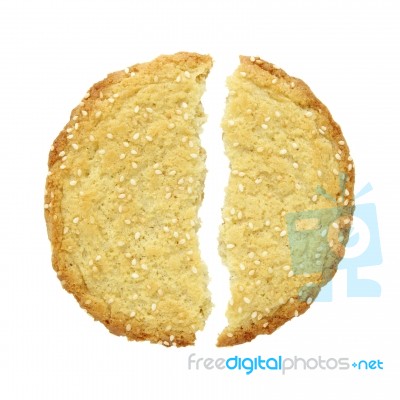 Broken Sesame Cookies Stock Photo