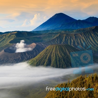 Bromo Mountain In East Java, Indonesia Stock Photo