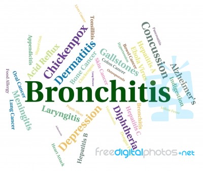 Bronchitis Word Shows Ill Health And Ailment Stock Image