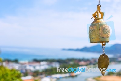 Bronze Bell At A Buddhist Temple In Thailand Stock Photo