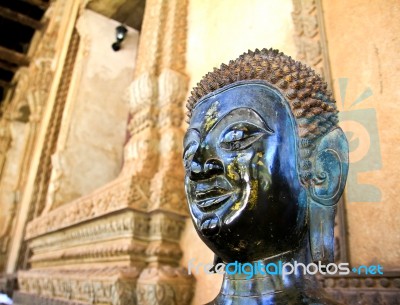 Bronze Buddha Statue At The Haw Phra Kaew, Vientiane, Laos Stock Photo